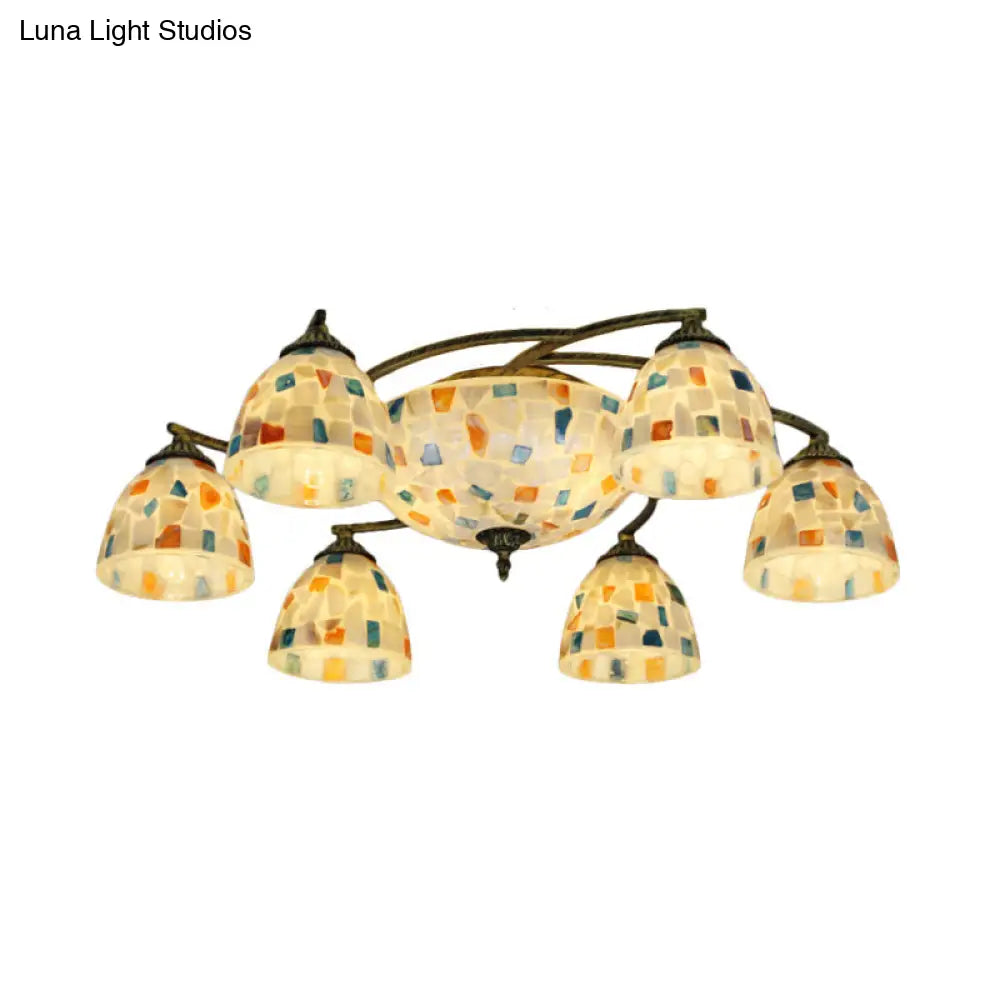 DecorBites™ DecorBites™ Tiffany Shell Dome Ceiling Light - 3/9/11 White Flush Mount for Living Room