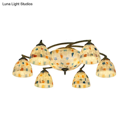 DecorBites™ DecorBites™ Tiffany Shell Dome Ceiling Light - 3/9/11 White Flush Mount for Living Room