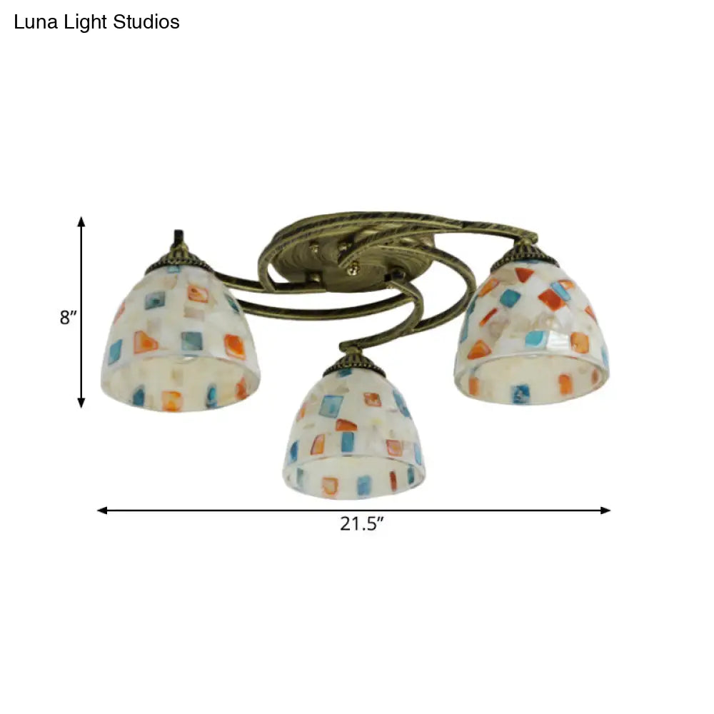 DecorBites™ DecorBites™ Tiffany Shell Dome Ceiling Light - 3/9/11 White Flush Mount for Living Room