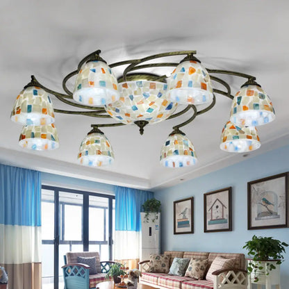 DecorBites™ DecorBites™ Tiffany Shell Dome Ceiling Light - 3/9/11 White Flush Mount for Living Room