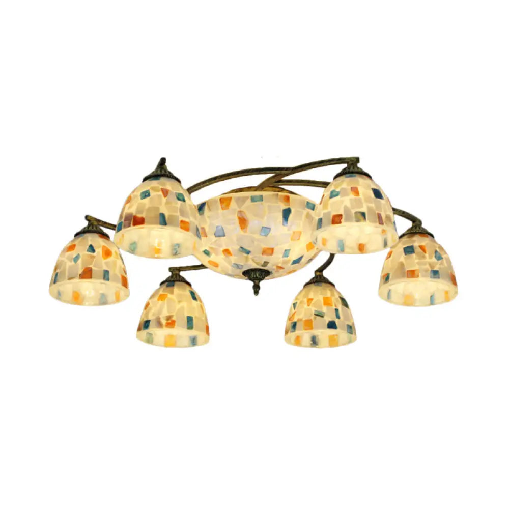 DecorBites™ DecorBites™ Tiffany Shell Dome Ceiling Light - 3/9/11 White Flush Mount for Living Room