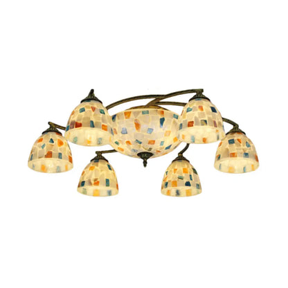 DecorBites™ DecorBites™ Tiffany Shell Dome Ceiling Light - 3/9/11 White Flush Mount for Living Room