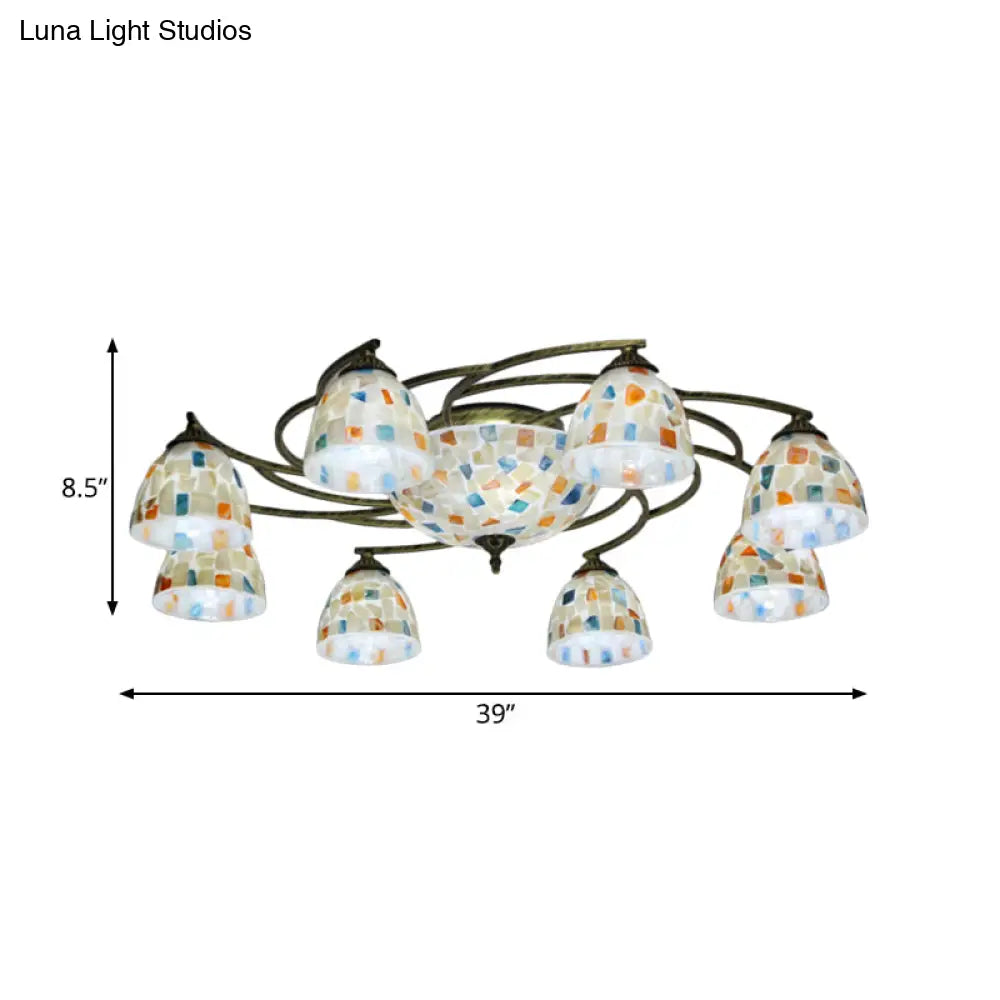 DecorBites™ DecorBites™ Tiffany Shell Dome Ceiling Light - 3/9/11 White Flush Mount for Living Room