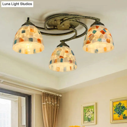 DecorBites™ DecorBites™ Tiffany Shell Dome Ceiling Light - 3/9/11 White Flush Mount for Living Room