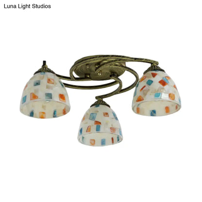 DecorBites™ DecorBites™ Tiffany Shell Dome Ceiling Light - 3/9/11 White Flush Mount for Living Room