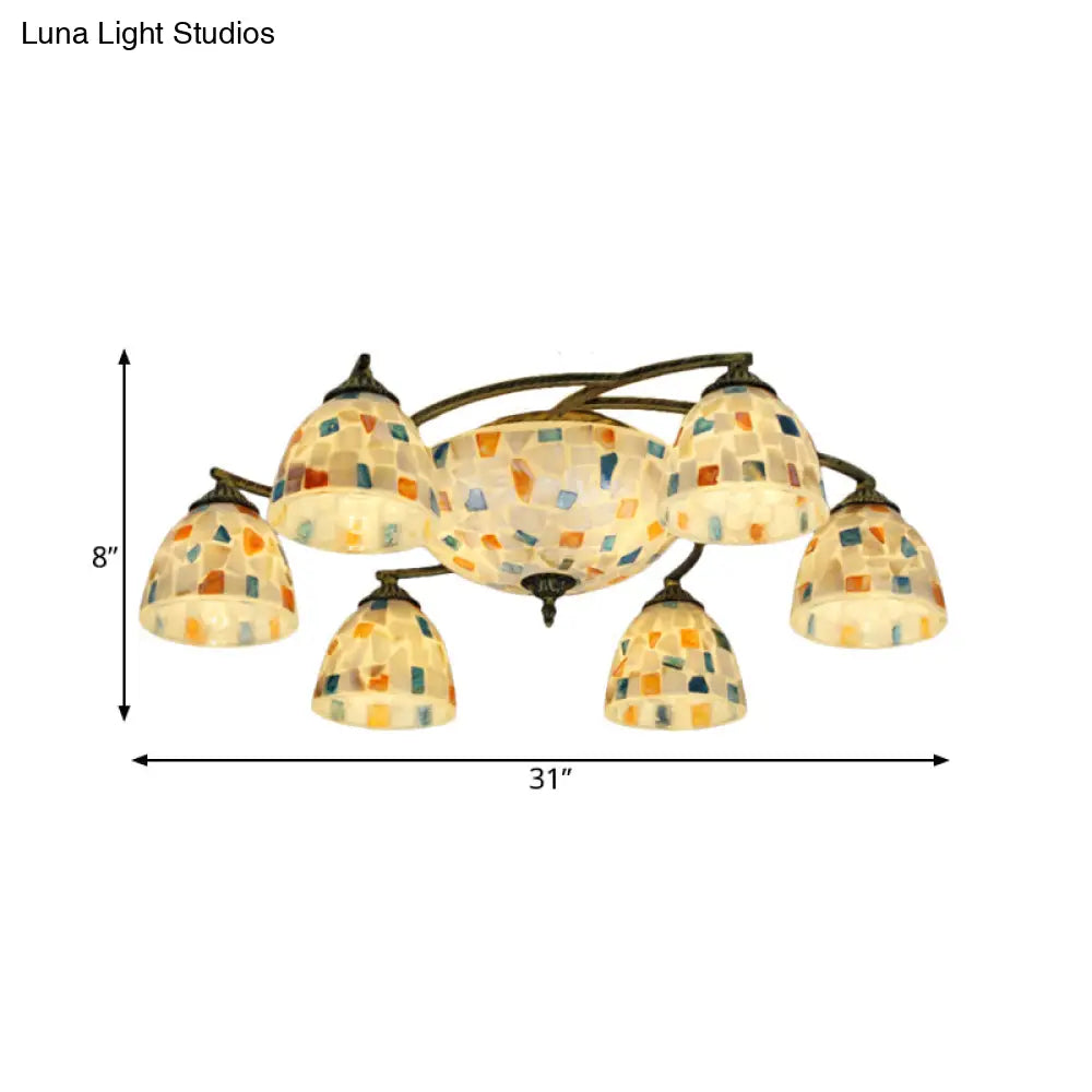DecorBites™ DecorBites™ Tiffany Shell Dome Ceiling Light - 3/9/11 White Flush Mount for Living Room