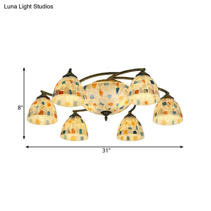 DecorBites™ DecorBites™ Tiffany Shell Dome Ceiling Light - 3/9/11 White Flush Mount for Living Room