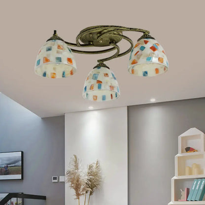 DecorBites™ DecorBites™ Tiffany Shell Dome Ceiling Light - 3/9/11 White Flush Mount for Living Room