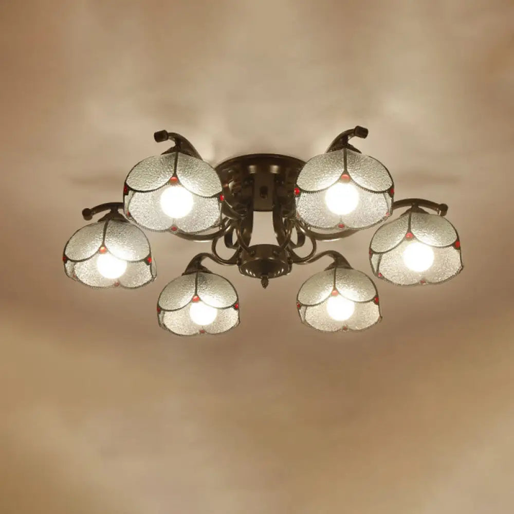 DecorBites™ DecorBites™ Tiffany Stained Glass Ceiling Lamp: Scalloped Design with Multiple Heads - Gray/White/Blue Flush Mount Light