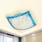 Tiffany Stained Glass Flush Light with Blue/White Convex Design - Perfect for Living Room (12"/16" Width)