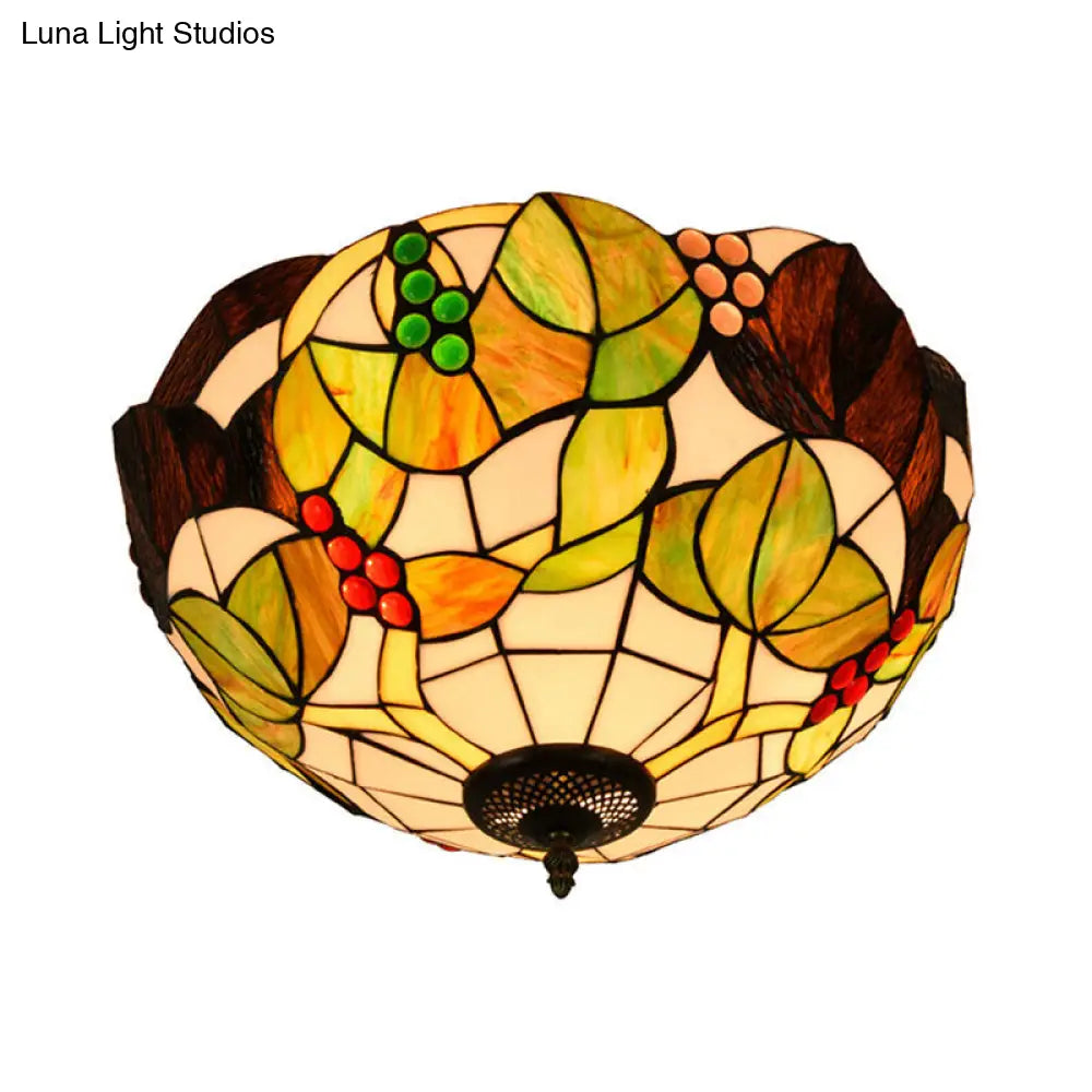 DecorBites™ DecorBites™ Tiffany Stained Glass Flush Mount Lighting - Handcrafted Bowl Design with 2/3 Bulb Options