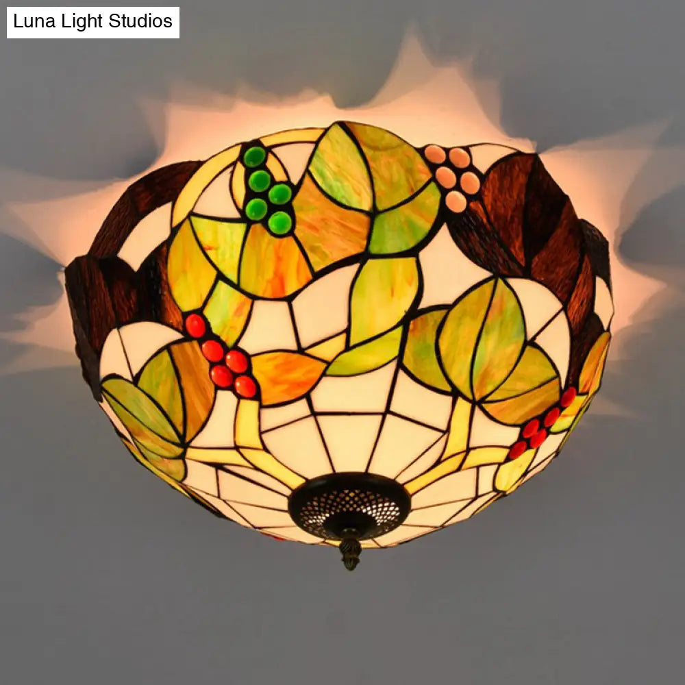 DecorBites™ DecorBites™ Tiffany Stained Glass Flush Mount Lighting - Handcrafted Bowl Design with 2/3 Bulb Options
