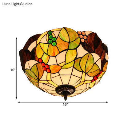 DecorBites™ DecorBites™ Tiffany Stained Glass Flush Mount Lighting - Handcrafted Bowl Design with 2/3 Bulb Options