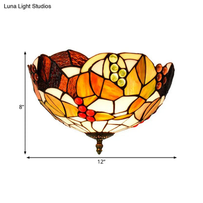 DecorBites™ DecorBites™ Tiffany Stained Glass Flush Mount Lighting - Handcrafted Bowl Design with 2/3 Bulb Options