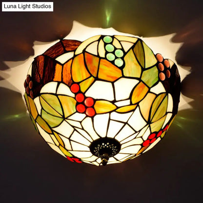 DecorBites™ DecorBites™ Tiffany Stained Glass Flush Mount Lighting - Handcrafted Bowl Design with 2/3 Bulb Options