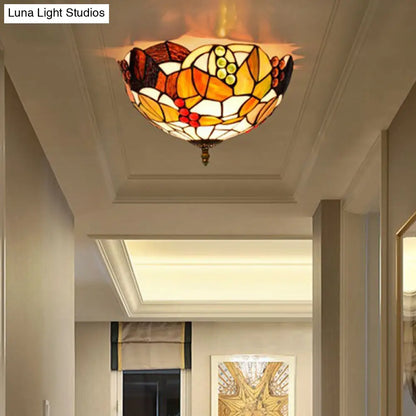 DecorBites™ DecorBites™ Tiffany Stained Glass Flush Mount Lighting - Handcrafted Bowl Design with 2/3 Bulb Options
