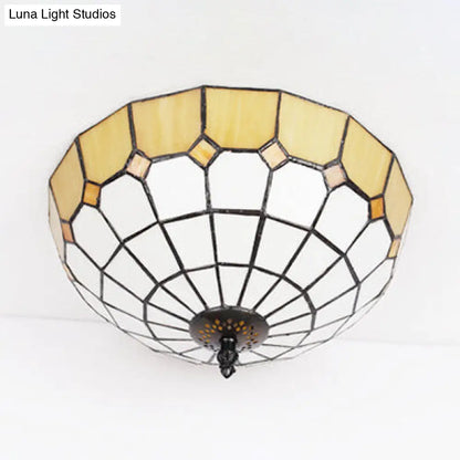 DecorBites™ DecorBites™ Tiffany Stained Glass Flushmount Light with 2 Beige, Clear and Blue Lights for Your Bathroom