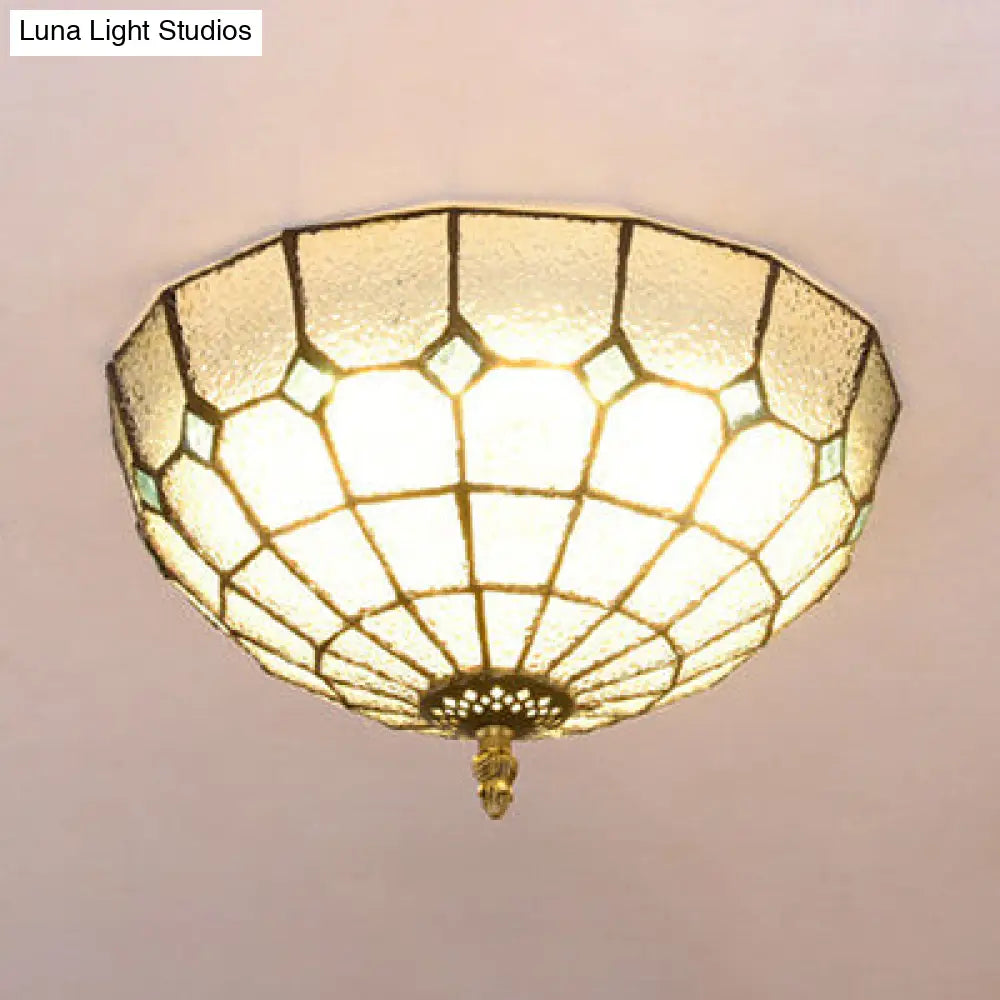 DecorBites™ DecorBites™ Tiffany Stained Glass Flushmount Light with 2 Beige, Clear and Blue Lights for Your Bathroom