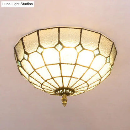 DecorBites™ DecorBites™ Tiffany Stained Glass Flushmount Light with 2 Beige, Clear and Blue Lights for Your Bathroom