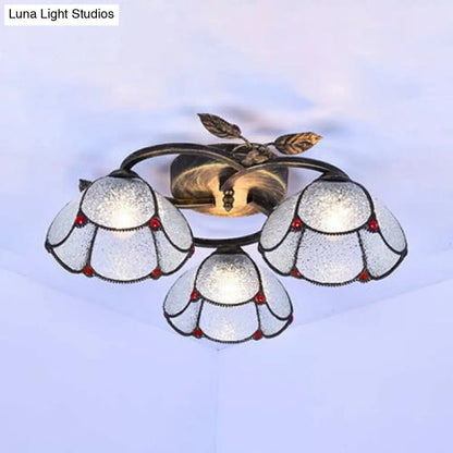 DecorBites™ DecorBites™ Tiffany Stained Glass Geometric Ceiling Light - Bronze Flushmount with 3 Lights