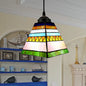 Tiffany Stained Glass Hanging Pendant Light - Yellow/Pink Pyramid Design