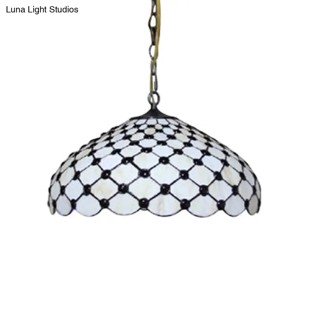 Tiffany Stained Glass Pendant Lamp with Jeweled Design - 2 Lights, Ideal for Dining Room