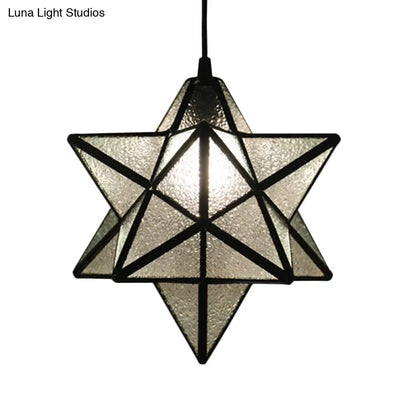 Tiffany Star Shade Pendant Lamp with Stained Glass Suspension Lighting for Bedroom