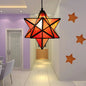 Tiffany Star Shade Pendant Lamp with Stained Glass Suspension Lighting for Bedroom