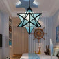 Tiffany Star Shade Pendant Lamp with Stained Glass Suspension Lighting for Bedroom