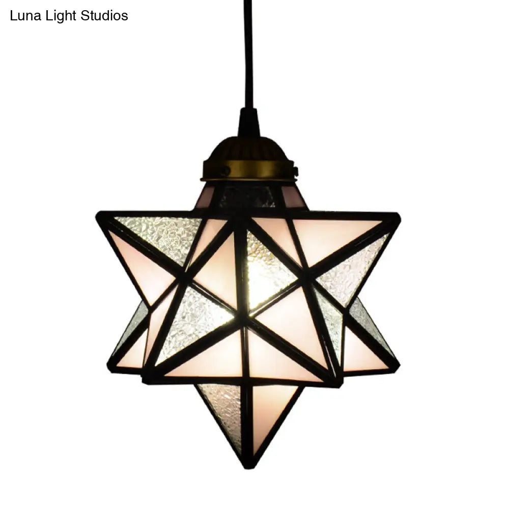 Tiffany Star Shade Pendant Light with Clear Glass Down Lighting