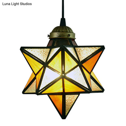 Tiffany Star Shade Pendant Light with Clear Glass Down Lighting