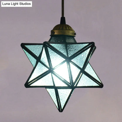 Tiffany Star Shade Pendant Light with Clear Glass Down Lighting