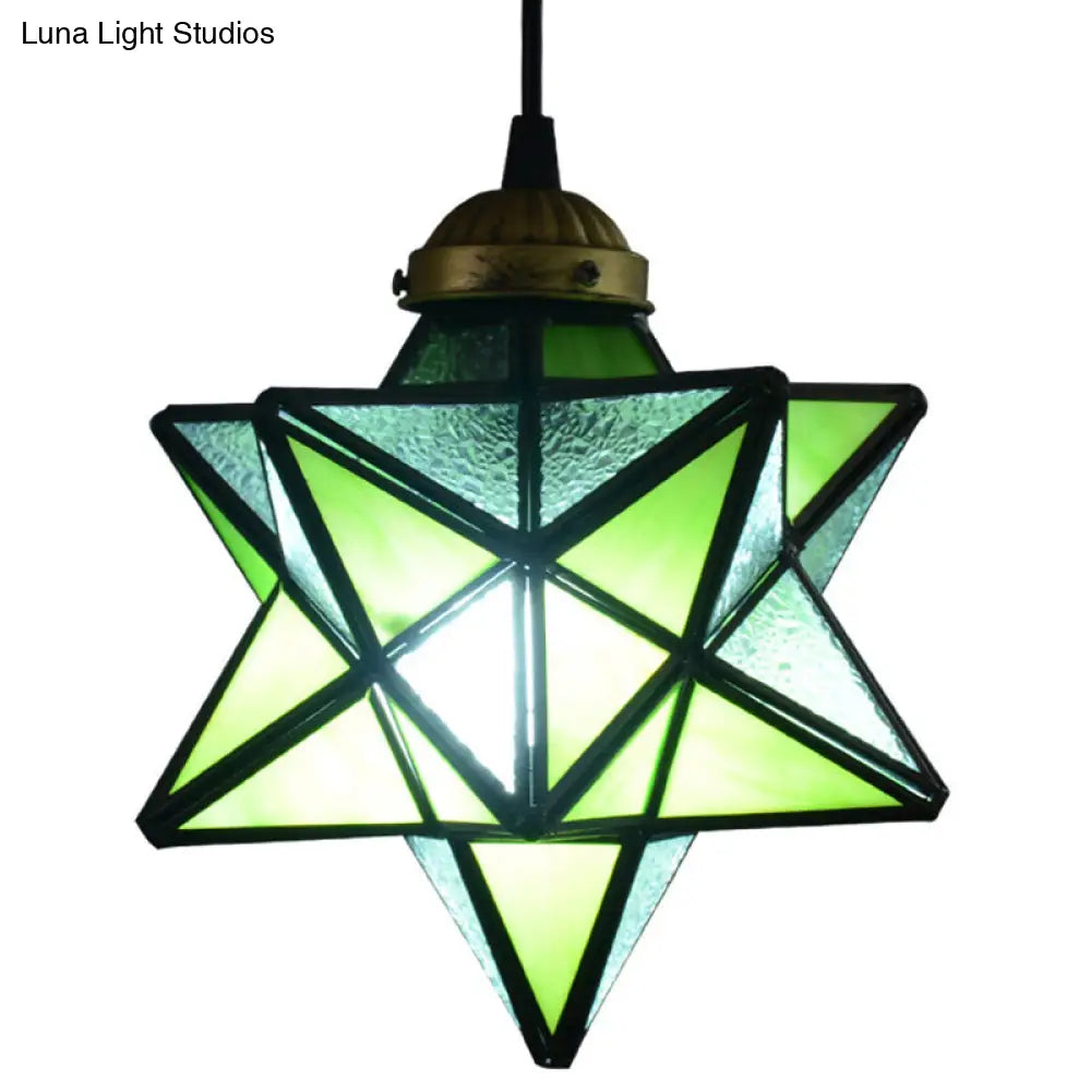 Tiffany Star Shade Pendant Light with Clear Glass Down Lighting