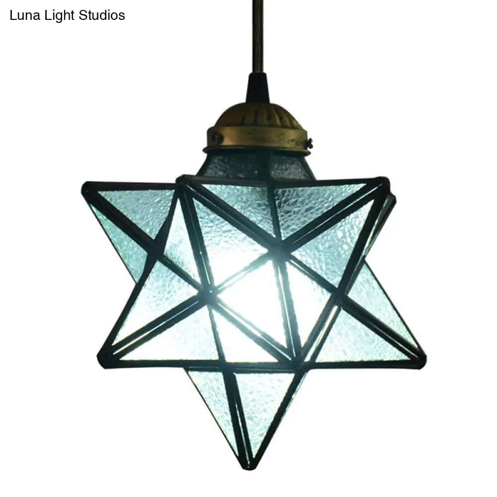 Tiffany Star Shade Pendant Light with Clear Glass Down Lighting