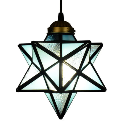 Tiffany Star Shade Pendant Light with Clear Glass Down Lighting