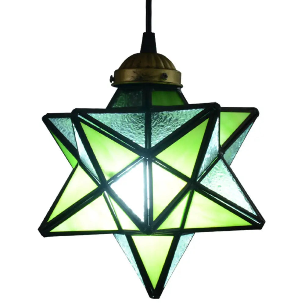 Tiffany Star Shade Pendant Light with Clear Glass Down Lighting