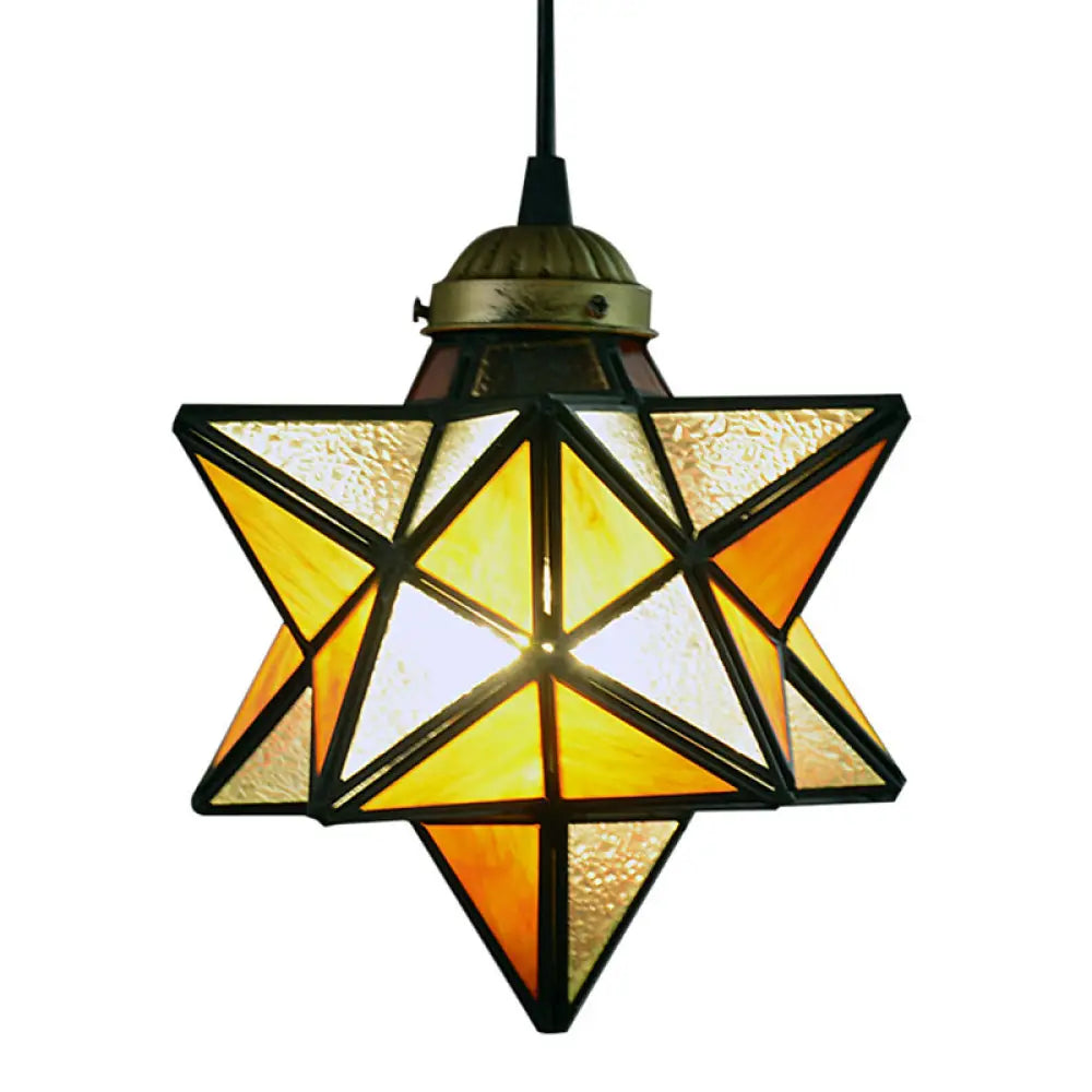 Tiffany Star Shade Pendant Light with Clear Glass Down Lighting