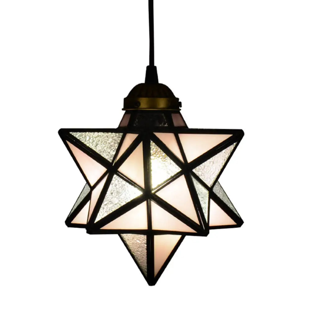 Tiffany Star Shade Pendant Light with Clear Glass Down Lighting