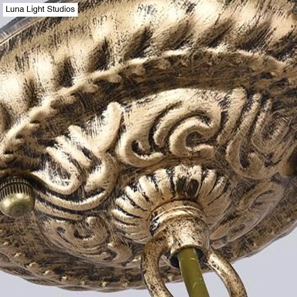 Tiffany Style Beaded Stained Glass Chandelier - Antique Brass Pendant Available in 3 Sizes & 3 Light Options