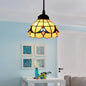 Tiffany-Style Beige Stained Glass Ceiling Lamp: 1-Head Pendant Light Kit (6"/8" Wide Flare)