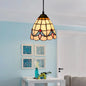 Tiffany-Style Beige Stained Glass Ceiling Lamp: 1-Head Pendant Light Kit (6"/8" Wide Flare)