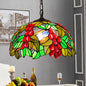 Tiffany-Style Black Stained Glass Pendant Light Fixture - 1 Head Leaf/Grape/Flower Down Lighting