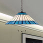 Tiffany-Style Blue Stained Glass Pendant Light - Tapered Design, 16"/19.5" W, Single Bulb