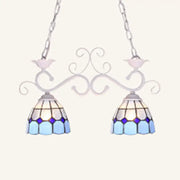 Decorbites stainless glass island lighting dome shade tiffany style pendant lamp with black blue white metalwork