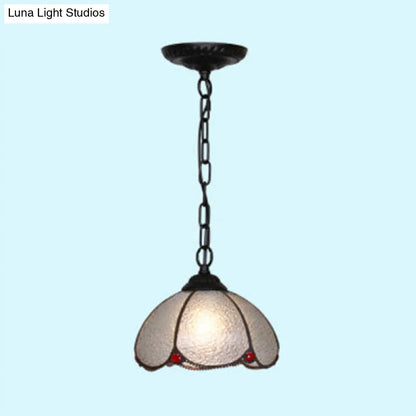 Tiffany Style Bulb Ceiling Lamp - Black/Blue Pendant Light for Living Room with Handcrafted Clear Glass Shade