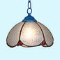 Tiffany Style Bulb Ceiling Lamp - Black/Blue Pendant Light for Living Room with Handcrafted Clear Glass Shade