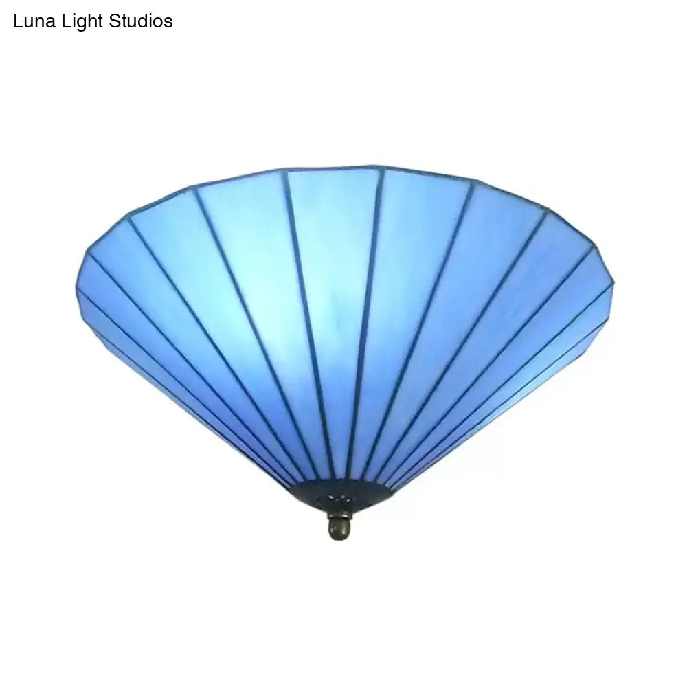 DecorBites™ DecorBites™ Tiffany-Style Cone Flush Mount Ceiling Light in Blue/White for Bedroom