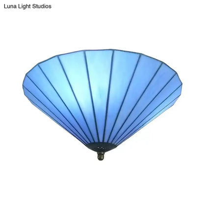 DecorBites™ DecorBites™ Tiffany-Style Cone Flush Mount Ceiling Light in Blue/White for Bedroom