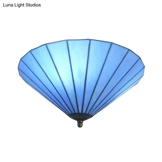 DecorBites™ DecorBites™ Tiffany-Style Cone Flush Mount Ceiling Light in Blue/White for Bedroom