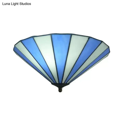 DecorBites™ DecorBites™ Tiffany-Style Cone Flush Mount Ceiling Light in Blue/White for Bedroom